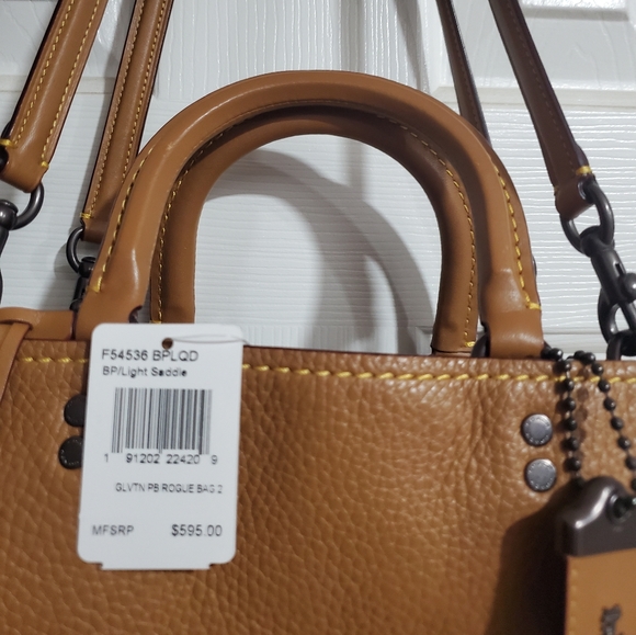 NWTs Gorgeous COACH ROGUE 25~ Rare Light Saddle Glvtn Pebble  Leather~ F54536 - Picture 4 of 12